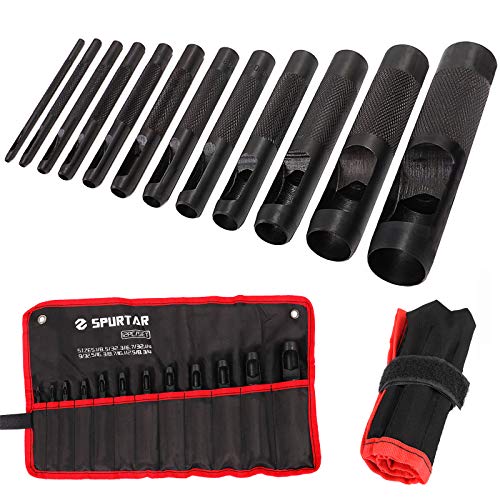 Spurtar Punzones de Agujero 12 Piezas Sacabocados 1/8