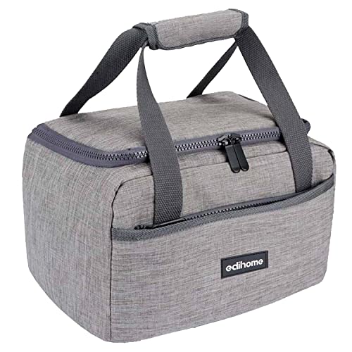 edihome, Bolsa Termica Porta Alimentos, 8L, Fiambrera, Almuerzo, Comida para el Trabajo, Portátil, Lunch Box, Lonchera Térmica (Gris)