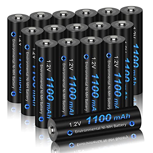 CITYORK Pilas recargables AAA, paquete de 16 pilas AAA precargadas de 1100 mAh 1.2 V Ni-MH, de alto rendimiento y larga duración, para mandos a distancia, mouses inalámbricos, radio, linterna