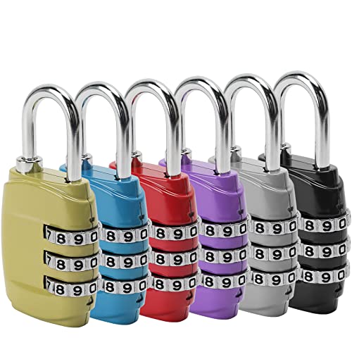 Bigxin 6pcs Candados para Equipaje Candado de Combinación de 6 Colores Cerradura de Viaje Cerradura para Mochina Equipaje, Gimnasio, Casilleros, Armario