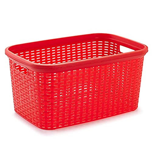 Plastic Forte - Cesta colada rectangular 35 litros estilo mimbre 53,5 x 36 x 26,5 cm pongotodo de plástico,cesta para ropa, color surtido