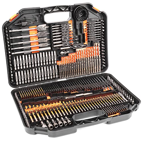 Terratek Juego de Brocas Cajas - Profesional 246 Piezas Juego de Puntas + Sierras Perforadoras, Adecuado para Madera, Metal, Plástico, Superficie de Piedra (Juego de brocas 246 pieza)