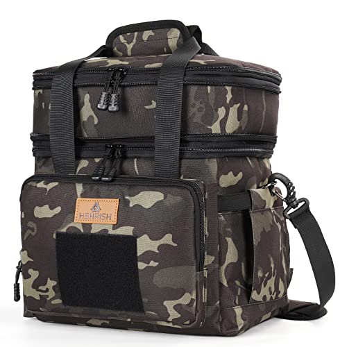 Bolsa Termica Porta Alimentos, Táctico Ajustable 10/15L Bolsa de Almuerzo, Impermeable Prueba de Fugas Isotermica Nevera Portatil Mochila, Ideal para el Trabajo, picnics, Camuflaje Negro,HSHRISH