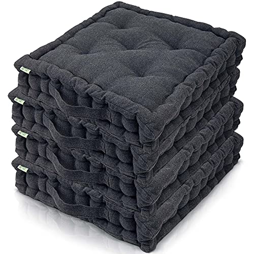 DYNMC you Cojin Suelo Cómodo 4X - Cojin Silla 40x40 Firme, Suave Funda de algodón Oeko-Tex, práctica Manilla de Transporte - Cojín Silla de jardín, Cojines para Bancos, Cojines Exterior