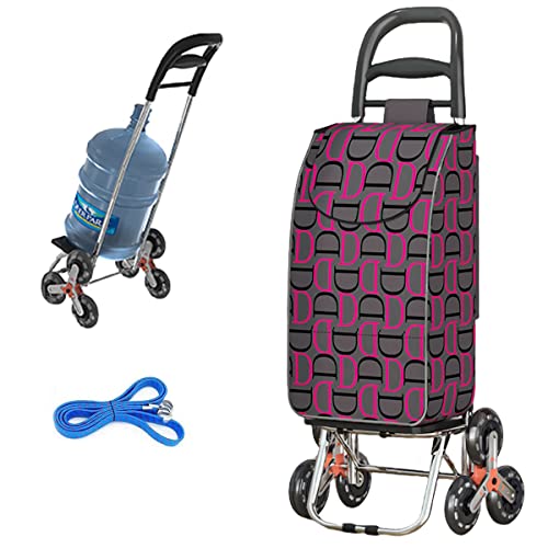 Carrito Compra Plegable de Aluminio, Carro de la Compra 6 Ruedas con Bolsa Oxford Desmontable Impermeable, para Subir Escaleras (Grey)