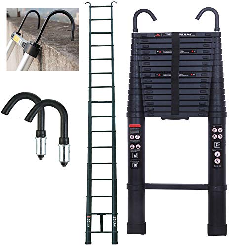 Escalera Plegable 6 Metros Escalera Telescópica con Gancho, Multiusos, Plegable, Portátil EN131 para Exterior e Interior, 150kg Máx. Cargar