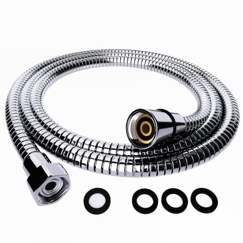 Manguera de ducha de 1,5 m Premium ASHORT de acero inoxidable flexible con juntas para ducha de mano