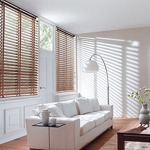 XINGWANGG Persiana Veneciana de Madera,láminas de 50 mm,Estor Veneciano para Ventanas,Cortinas Opacas,Aislamiento Térmico,Mecanismo Autobloqueante,con Accesorios,Personalizable (W90xH140cm(36x55in))
