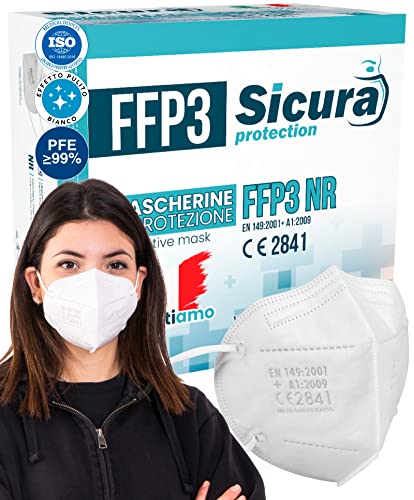 10 Máscarillas FFP3 Homologadas Certificadas CE fabricadas en Italia BFE ≥99% PFE ≥99% Máscarillas ffp3 SANITIZADA sellada individualmente