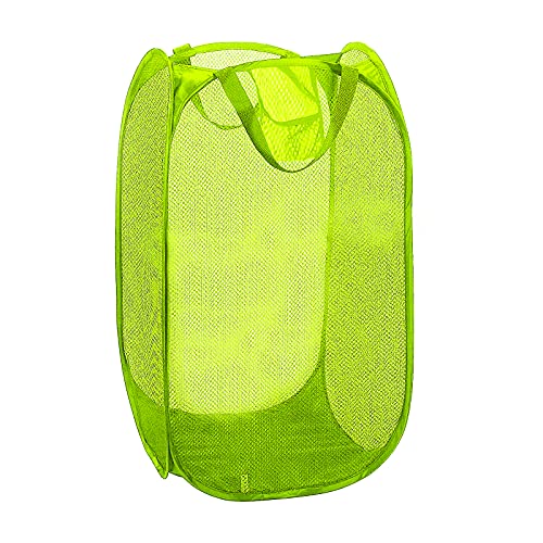 EUROXANTY Cesto para lavandería | Cesto pongotodo | Cesta para guardar juguetes | Cesta resistente con bolsillo | Cesto colada microperforada | Verde