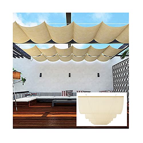 Pabellón 2021 Vela Romana Sombra Toldo Vela Telescópico De Techo Ondulado Cortina De Vela Corredera Con Kit De Montaje, Utilizado Para Cubierta De Pérgola, Toldo ( Color : Beige , Size : 1.1x4m )