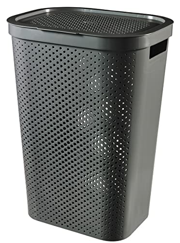 CURVER Hamper Infinity Recycled Baúl para la Colada, Gris Oscuro, 59