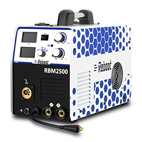 Reboot 250A Soldador Inverter Multiproceso 5 en 1:MIG con gas y sin gas MAG MMA LIFT TIG Pistola De Carrete,soldadura estable Viene con alambre tubular y accesorios de soldadura