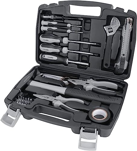 Amazon Basics - Juego de herramientas para el hogar, Plástico, Negro (32 piezas)