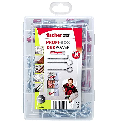 fischer - Caja tacos DuoPower y alcayatas pared para cuadros, 70 uds