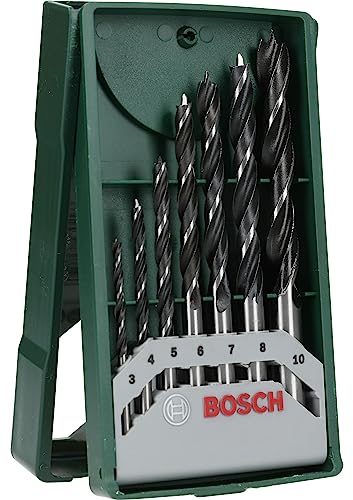 Bosch Professional 2607019580 Bosch Mini X-Line-Set de 7 Brocas para Madera (Ø 3/4/5/6/7/8/10 mm), Verde, Piezas