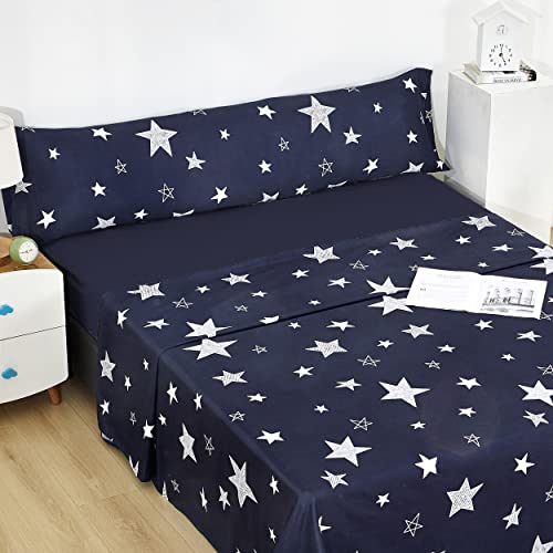 HOMEYA - Juego de sábana Cama 90cm - juego de 3 piezas - sábana encimera 165x260, bajera ajustable 90x190, funda almohada 45x110, Estampada