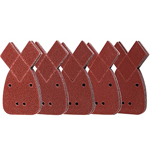 50 Hojas de Lija Mouse de Papel de Lija Triangular, 4 Agujeros, Grosor 40/60/80/120/240 para Black and Decker Lijadora Pulido/Eliminación de Oxido