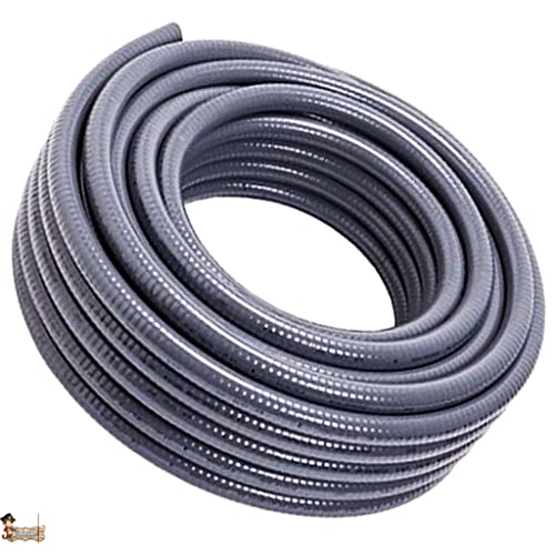 Bricoloco Tubo PVC corrugado flexible gris para instalaciones de tuberías interiores o exteriores de fontanería, jardín, piscinas. Distintas medidas y longitudes (50 mm, 25 metros)