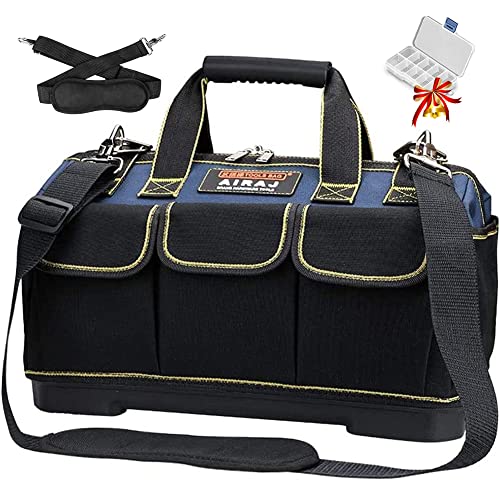 AIRAJ 42 * 23 * 29cm Bolsa Herramientas,Bolsa de Herramientas a Prueba de Agua con Base de Goma,Mango de Plástico y Correa de Hombro Ajustable,Bolsa de Herramientas es Para Los Profesionales