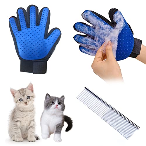 Guante de Aseo para Mascotas,Guante Pelo Gato,Guantes Quita Pelos Mascota,Quita Pelos Mascota, Guante para Animales Domésticos Silicona Azul, Guante Quitapelos Gato,Guante De Baño para Gatos,2pcs