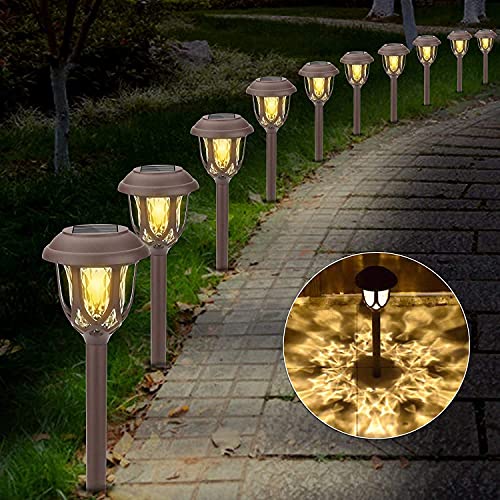 Luces Solares Jardín, 10 Pack IP65 LED Lamparas Solares Jardín, Energía Solar Luces Jardín Impermeable, Luz Solar de Exterior, Luz Solar de Césped, Luces de Decoración para Pasillo, Césped, Patio