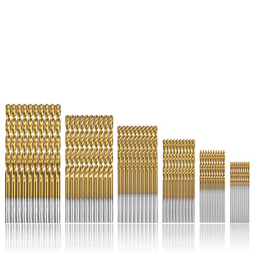Camtek 120 Pcs Brocas helicoidales, HSS Taladro de titanio Brocas de taladro Micro Brocas HSS Taladro de acero de alta velocidad 1/1.5/2 / 2.5/3 / 3.5mm Set Micro Drill Set Tools
