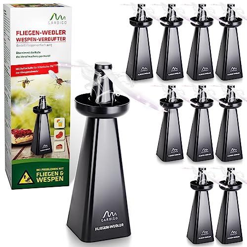 GARDIGO® Ventilador Repelente Mosquitos con Bandeja Repelente de Avispas | Ventilador Fly Spinner Ahuyentador de Moscas, Avispas y Otros Insectos I Ventilador Antimoscas I Paquete con 10 unidades