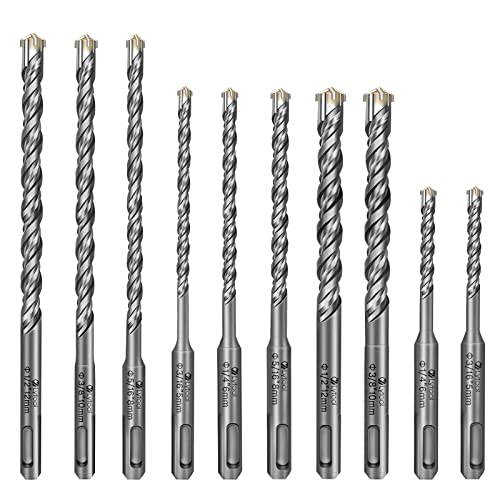 10 pieza Juego de Brocas SDS-Plus, Lytool Profesional Brocas Hormigón de Cruceta para Taladrar en Hormigón, Piedra Natural, Mampostería (5, 6, 8, 10, 12 mm)