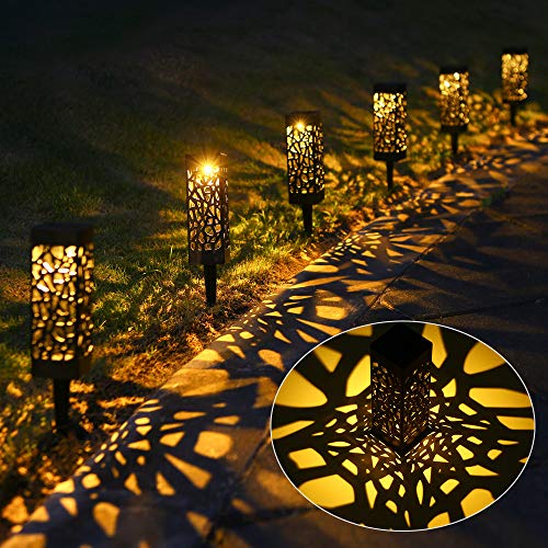 Tomshine Luces impermeables LED solares para exteriores, paisajes, patios y jardines 6 piezas Blanco cálido