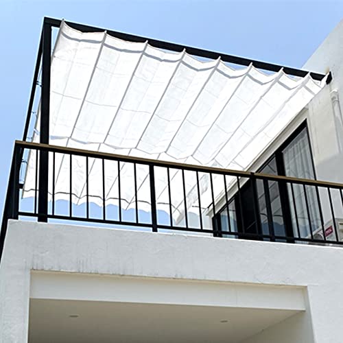 Toldo Ondulado Rectangulares,Cubierta de Sombra Extensible,Cubierta de Dosel de Sombra en Forma de U,Toldo Vela de Sombra,con Protección UV del 95%,para Jardín,Blanco (0.9x4m/3x13ft)