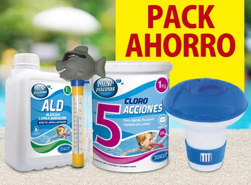 Tamar Pack Ahorro Mini Piscinas, Tabletas Cloro, algicida, clorador y termometro