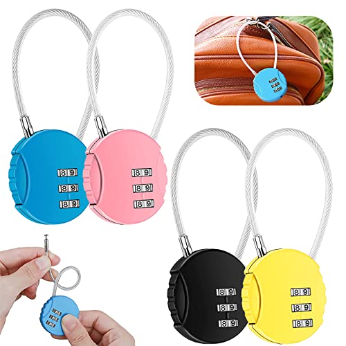 Candado Taquilla Gimnasio 4 Piezas Candado Maleta Viaje Mini Candado 3 Digitos Candado Combinacion Taquilla para Maletas Viaje Mochila Equipaje