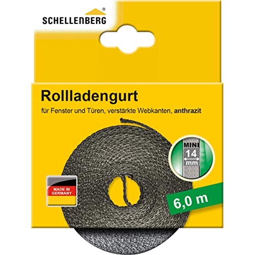 Schellenberg 46010 - Correa para persiana (14 mm x 6,0 m, sistema MINI, correa de persiana, correa para persiana, color antracita