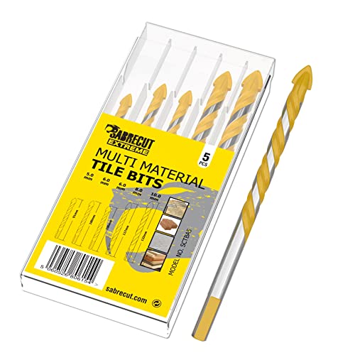 SabreCut - Set de brocas para azulejos (SCTBA5). Para cerámica, porcelana, granito y mármol. Con caja de almacenamiento duradera