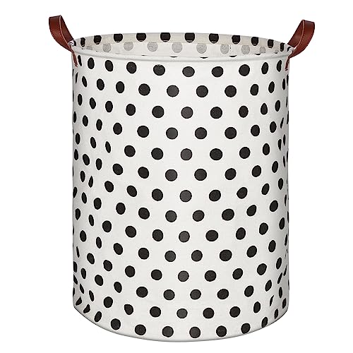 Sarsumir Cesto Ropa Sucia, 63 Litros, Cesta Ropa Sucia Con Asas, Cesta Ropa Plegable Para Lavandería, Dormitorio Almacenaje De Ropa Juguetes Mantas - Lunares Negros