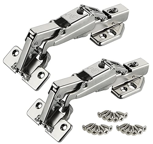 Anstore 2 bisagras de armario de cocina de 165 grados, bisagras de puerta de armario de cierre suave, bisagras de gabinete plegables con tornillos de fijación