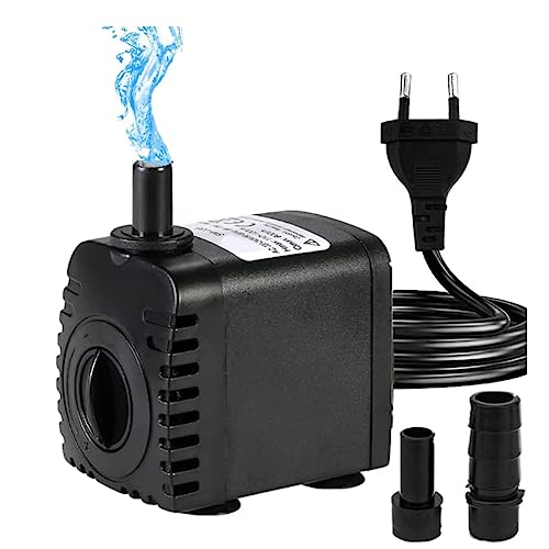 Bomba de Agua Sumergible, 600L / H 8W Bomba Agua con 2 Boquillas, AC220-240V Mini Bomba de Agua Ultrasilencioso, para Fuentes de Mesa de Acuario Jardines de Agua de Estanque y Sistemas hidropónicos