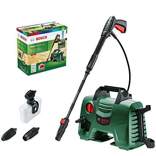Bosch Home and Garden EasyAquatak 120 Limpiador de alta presión (3 x boquilla, pistola de alta presión, filtro de agua, cable de 5 m, caja, 1500 vatios, presión: 120 bar, caudal máximo: 350 l / h)
