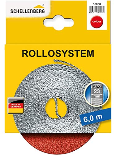 Schellenberg 36008 Cinta de persiana Enrollable 23mm, 6,0m, Rojo