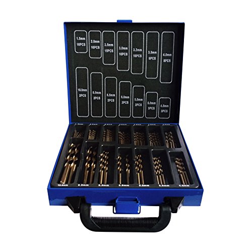 Recubierto De Titanio 99 Pieza Juego de brocas / KIT EN CAJA DE METAL - HSS Madera Metal Plástico