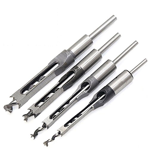 QISF 4 brocas cuadradas para carpintería, juego de brocas de cincel de mortaja de 1/4-1/2-5/16-3/8 pulgadas