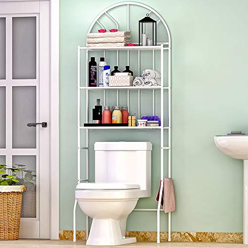 Anth Estanteria Sobre Inodoro WC y Lavadora, Estantería de Baño Sobre Inodoro con 3 Estantes, Estante Baño Blanco para Baño, Inodoro y Lavadora, Altura Total 178cm
