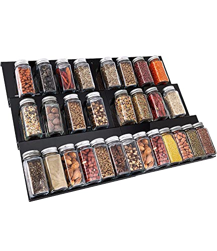FAOKZE Especiero para cajones de 30 a 60 cm, estante especias extensible, Organizador de especias extensible, cajón de especias con 3 niveles, Especiero Cajon Cocina, Práctico especiero