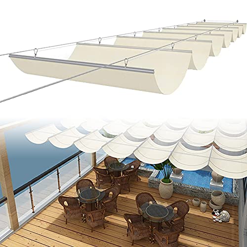 HYZXK Toldo Vela, Kits De Toldo De Techo De Pérgola, Cubierta De Sombra Retráctil Deslizante para Patio Exterior, Toldos Transpirables para Balcón Cochera (Color : Beige, Size : 1.2x6m)