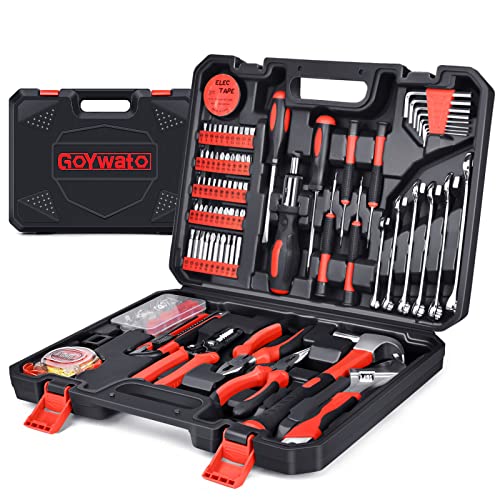 GoYwato Caja Herramientas Completa 214-Piezas - Maletin Herramientas Caja Herramientas Juego Herramientas Completa con Llave Ajustable Pelacables Multifuncional Alicates de Punta Para Hogar o Garaje