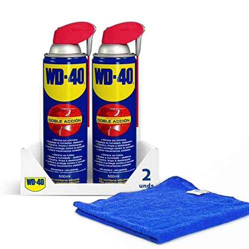 Wd-40 - Lubricante Wd40 Doble Acción 500Ml - Pack 2 Unidades y Paño Incluido