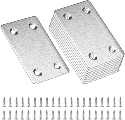 ZHIQIN 10pcs Soportes De Placa Plana Pletina De Acero Inoxidable Pletinas De Acero De Esquina Planos Inoxidable Placas De FijacióN De Metal Plano Para Muebles Silla De Madera Bricolaje