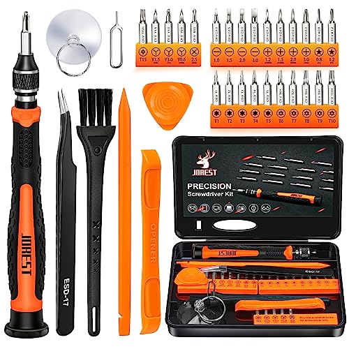 JOREST 33Pcs Set de Destornilladores Precision con Torx T1 T2 T3 T4 T5, TR6 T7 T8 T9 T10 T15, Triwing Y00, P2/P5, -1.0/2.0, etc, para Switch, PS4, Joycon, Xbox, PC, Mac, Laptop, Gafas