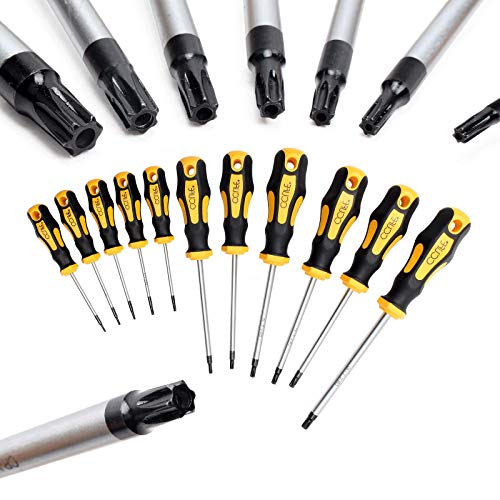CCLIFE Destornillador Torx, Juego Destornilladores Torx t6 t7 t8 t9 t10 t15 t20 t25 t27 t30 t40 Inviolable Imantador, Kit Set Destornilladores Torx con Agujero Hueco Precision Largo Profesional